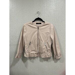Zara Women’s Large Blush Pink Faux Leather Jacket Coquette Balletcore Chic